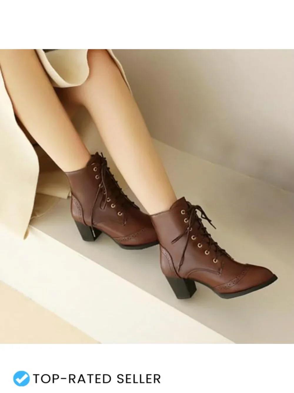 Faux Leather Victorian Granny Booties Lace Up Round Toe Ankle Boots